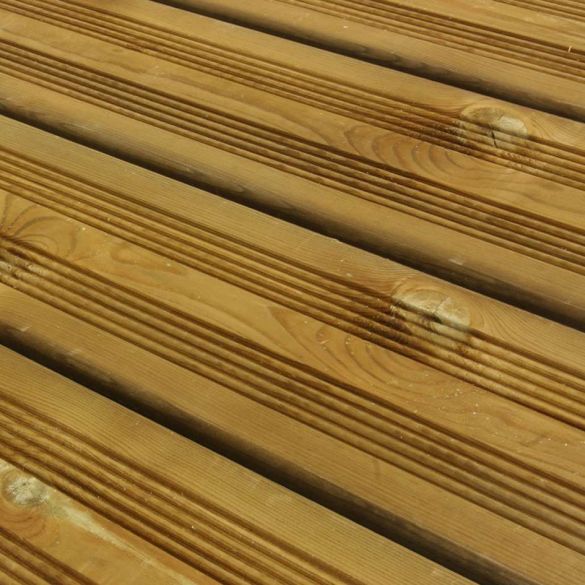 Lame de terrasse en pin du nord strié Classe 4 marron L.5,40 m - 145x27 mm