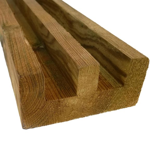 Demi poteau bois 90x45 mm L. 2,40 m - 2 rainures 22 mm -  Classe 4 marron