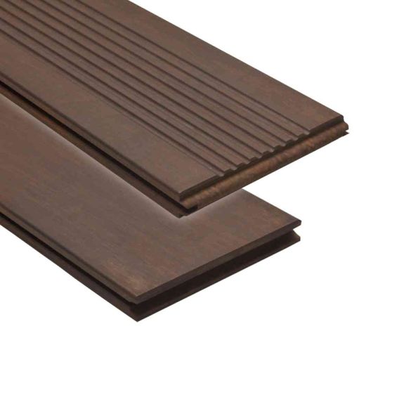 Lame de terrasse réversible en bambou brun foncé L. 1,85 m - 137x20 mm