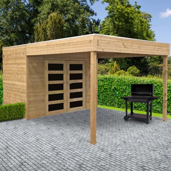 POTENZA - Abri en bois traité autoclave 5,94 m² - Pergola - Toit plat - S8733-1