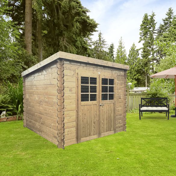 Abri toit plat en bois brut 19 mm HOF 248x248 cm - 6,15 m² - S8606 SOLID