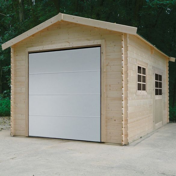 Garage bois brut 28 mm 18,19 m² Porte motorisée  358x508 cm - S8330 Solid