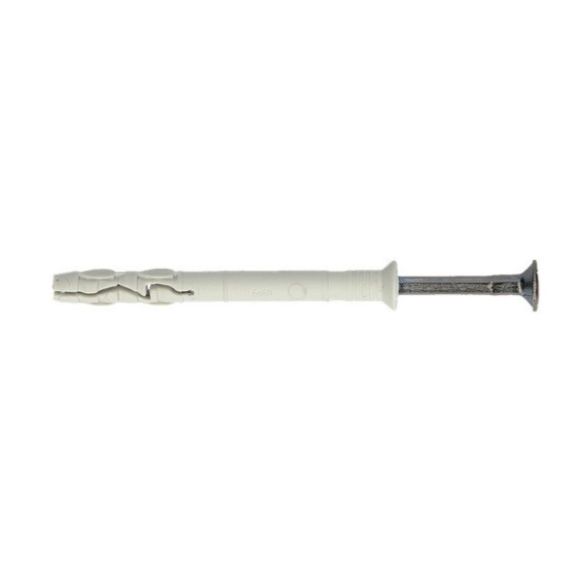 100 Chevilles à frapper Ø8 x 60 mm - Nylon tête fraisée - Clou en acier zingué