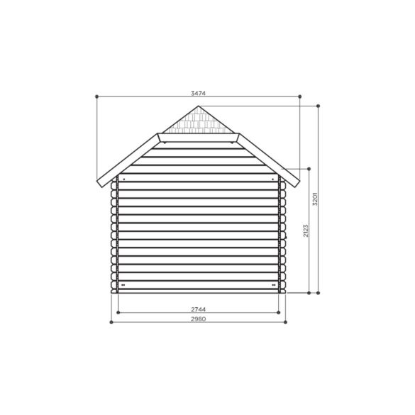 Abri bois 28 mm YORK 298x298 cm + Terrasse couverte 364 cm - S8509