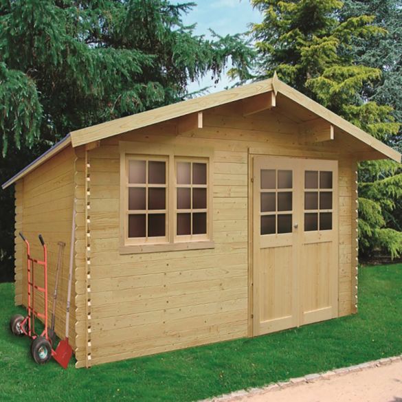 Abri de jardin en sapin brut 28 mm VISP 418x388 cm - 16,22 m² - S8386 SOLID