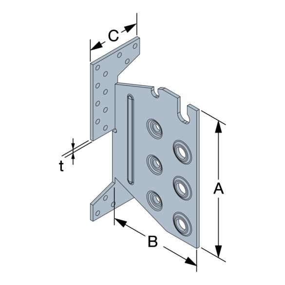 Étrier invisible à encoche et âme intérieure TU28 254x108 mm SIMPSON