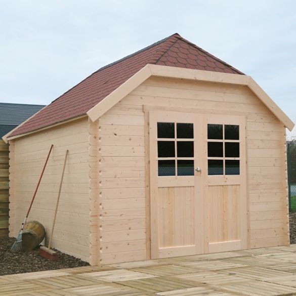 Chalet bois sapin brut 28 mm LIMERICK 298x388 cm - 11,56m² - S8505 SOLID
