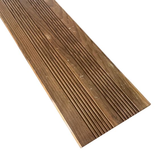 Lame terrasse cl4 marron 145x22 mm long. 2,40 m pin strié selection