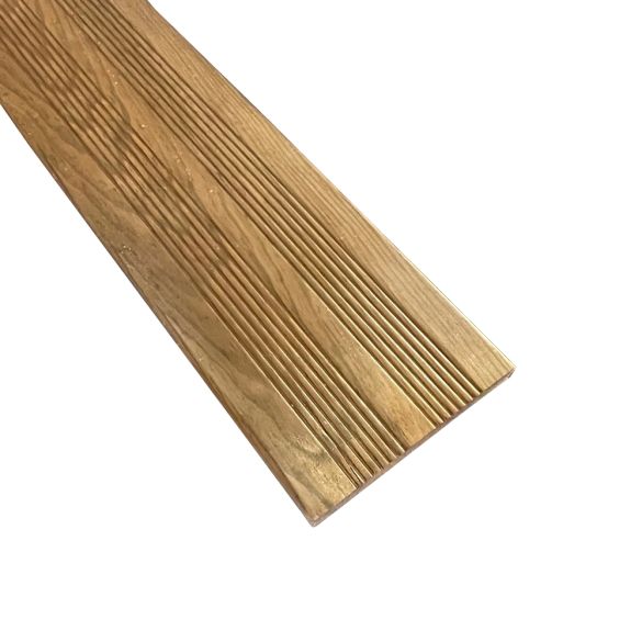 Lame terrasse cl4 marron 145x22 mm long. 2,40 m pin strié selection