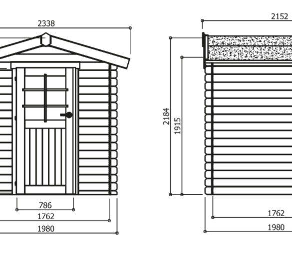 Abri jardin bois 19 mm ESSEN 198x198 cm - 3,92 m² 
