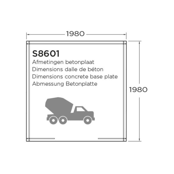 Abri jardin bois 19 mm ESSEN 198x198 cm - 3,92 m² 