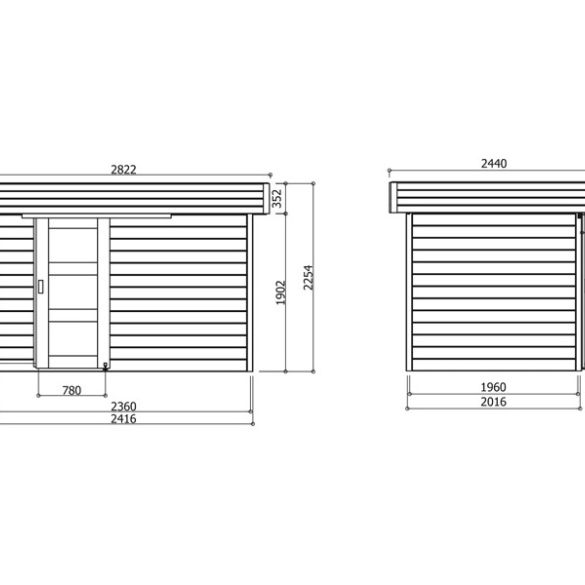 Abri en bois 28mm BERGEN 240x201 cm - 4,84 m²