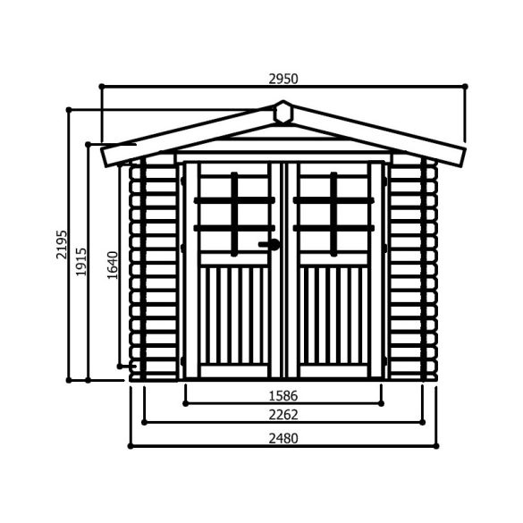 Abri jardin bois 19 mm GERA 6,15 m² - 248x248 cm