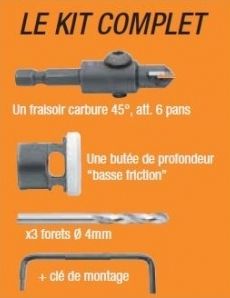 Kit fraisage perçage Ø4 mm pour terrasse bois dur - DIAGER