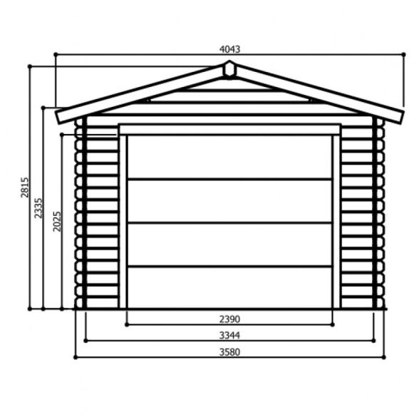 Garage bois 28 mm 18,19 m² porte motorisée 358x508 cm