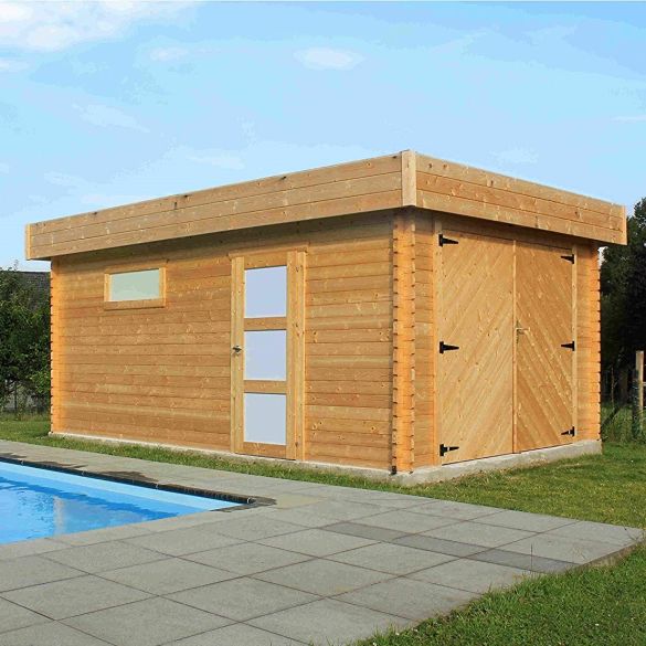 Garage bois 40 mm Modern 19,26 m² 358x538 cm