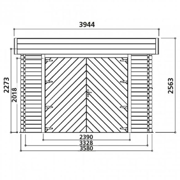 Garage bois 40 mm Modern 19,26 m² 358x538 cm