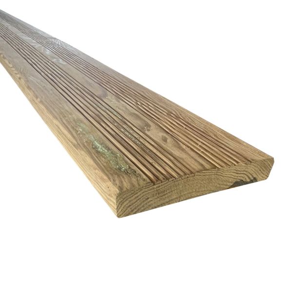 Lame terrasse cl4 vert 2400x145x22 mm en pin strié selection