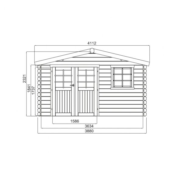 Abri de jardin en bois 34 mm LINZ - 388 x 388 cm - 15,05 m²