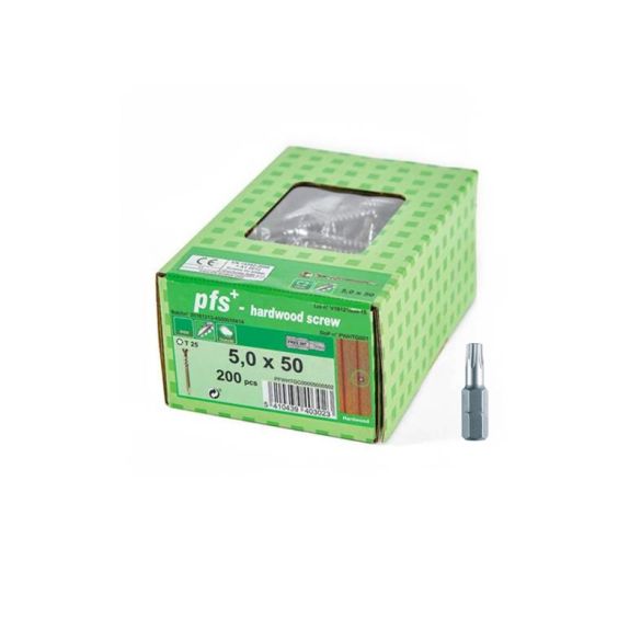 Vis terrasse double filetage A2 inox Ø5x50 mm pour bois dur - Bte 200 vis 
