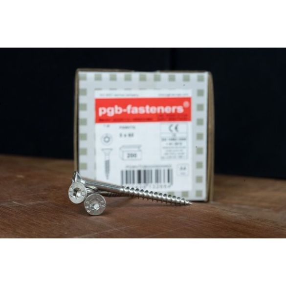 Vis inox A4 Ø 5x70 mm Tête fraisée Filetage partiel Tx25 - Boîte de 200