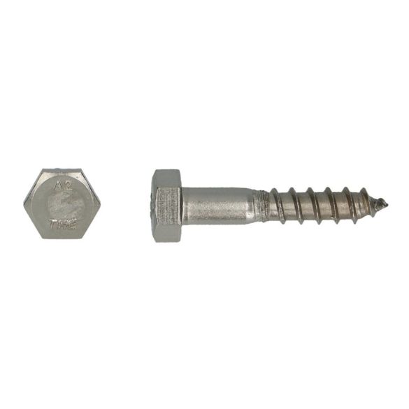 Tirefond acier inox A2 Ø10x80 mm DIN 571 - Boîte 50 pièces