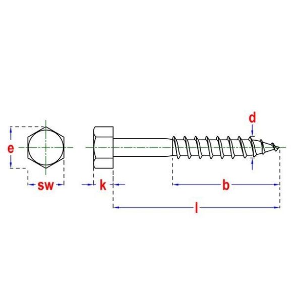Tirefond acier inox A2 Ø10x100 mm DIN 571 Pgb-fasteners - 50 pièces