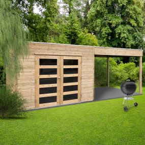 Abri de jardin traité 5,94 m² SALERNO 300 + 287x199 cm