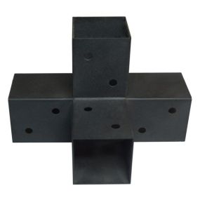 Connecteur express 4 directions ING Fixations en acier galvanisé RAL 7021 pour poteaux 9x9