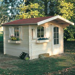 Chalet de jardin en bois S8980 Servoz 40 mm, dimensions 298 x 298 cm, vue extérieure