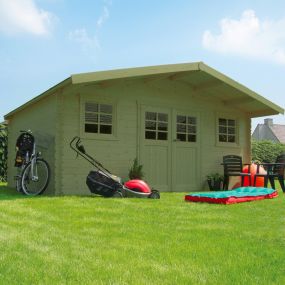 Abri de jardin en bois MONTREUX 508 x 508 cm avec parois 28 mm et traitement autoclave