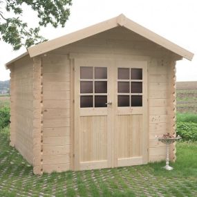 Perspective de l'abri NÎMES S8311 installé dans un jardin