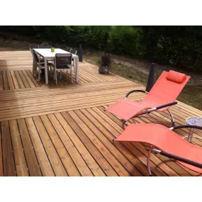 Lame bois huilée en pin du nord 4,20 m, profil bombé rainuré Prolin