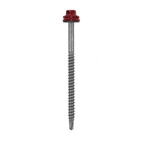 Vis Capinox bois 6.5x100 TH8 ROUGE RAL 8012 pour fixation Bacacier - Sachet de 100 pces